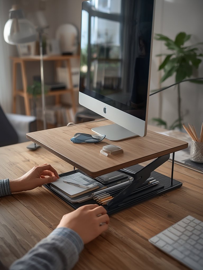 monitor riser in action