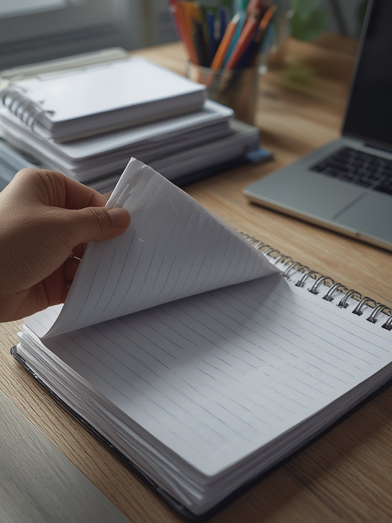 spiral notebook in action