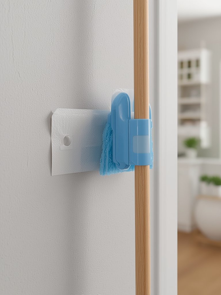 broom holder in action