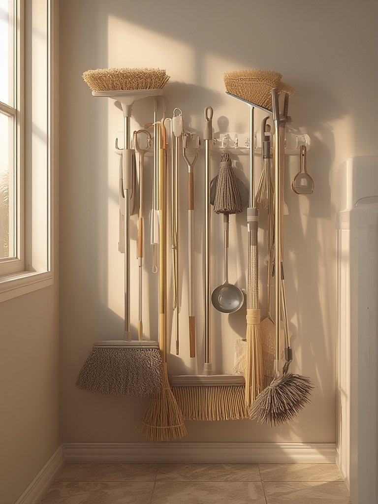 broom holder in action