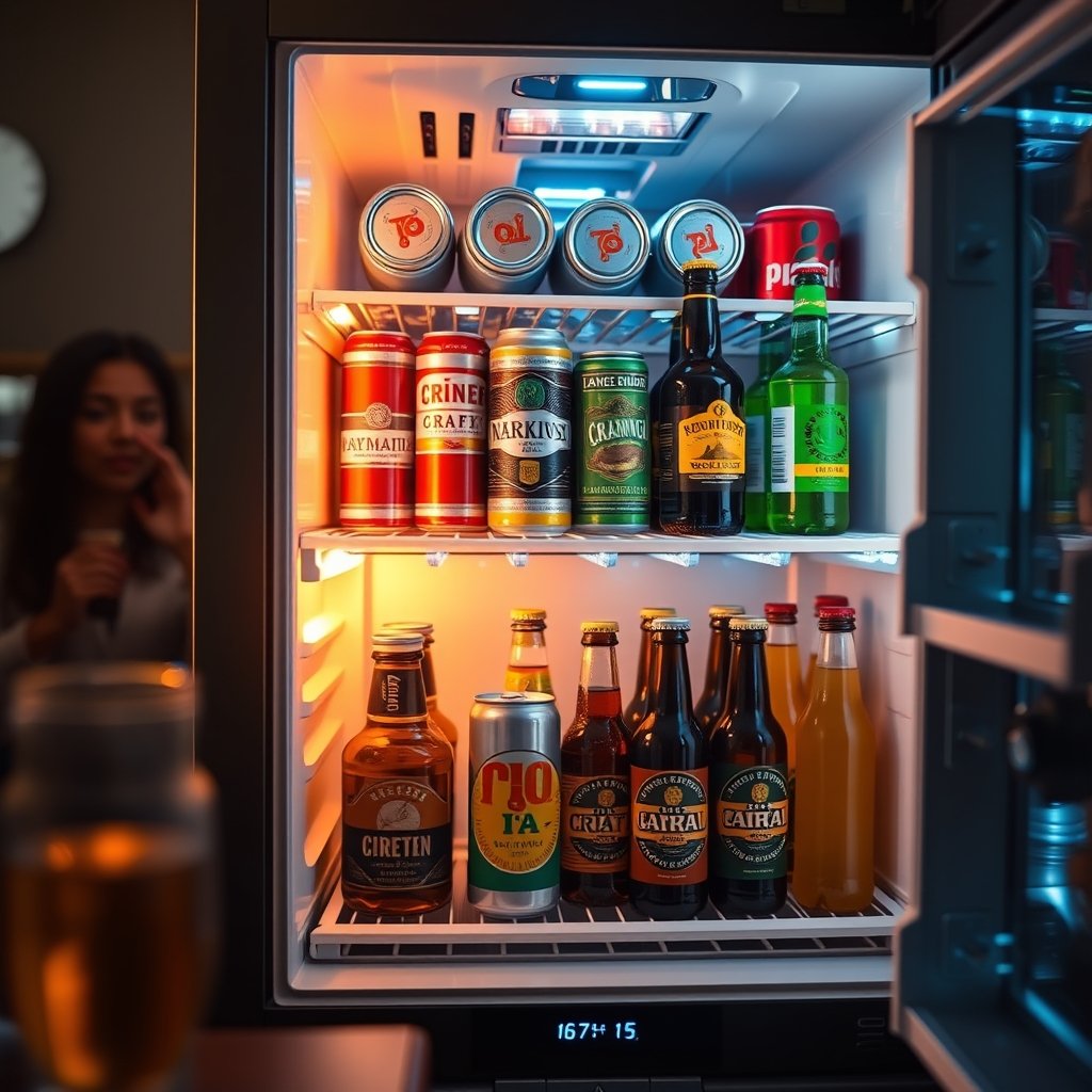beverage refrigerator in action