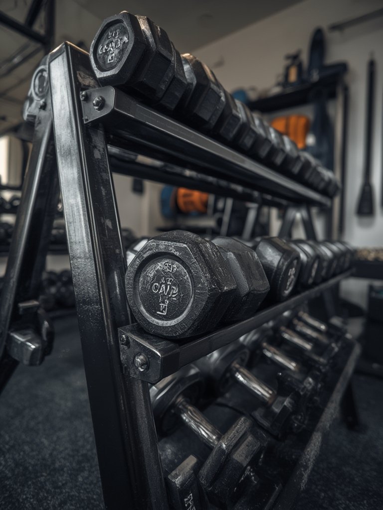 dumbbell rack in action